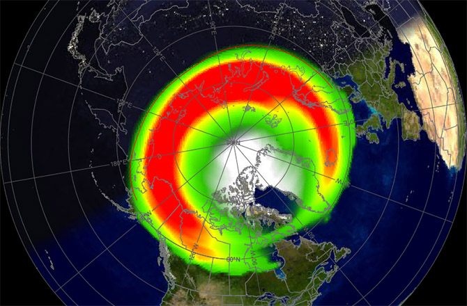 Aurora Oval on Tuesday (NOAA)