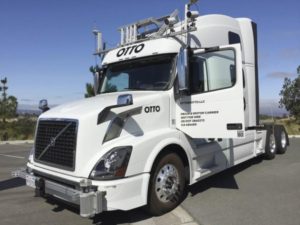 An Autonomous trucking start-up Otto vehicle during an announcing event in Concord, California